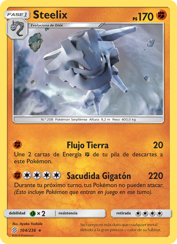 Steelix 104 — Mentes Unidas (Spanish Pokémon TCG card)