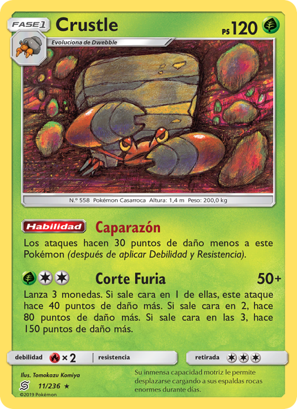 Crustle 11 — Mentes Unidas (Spanish Pokémon TCG card)