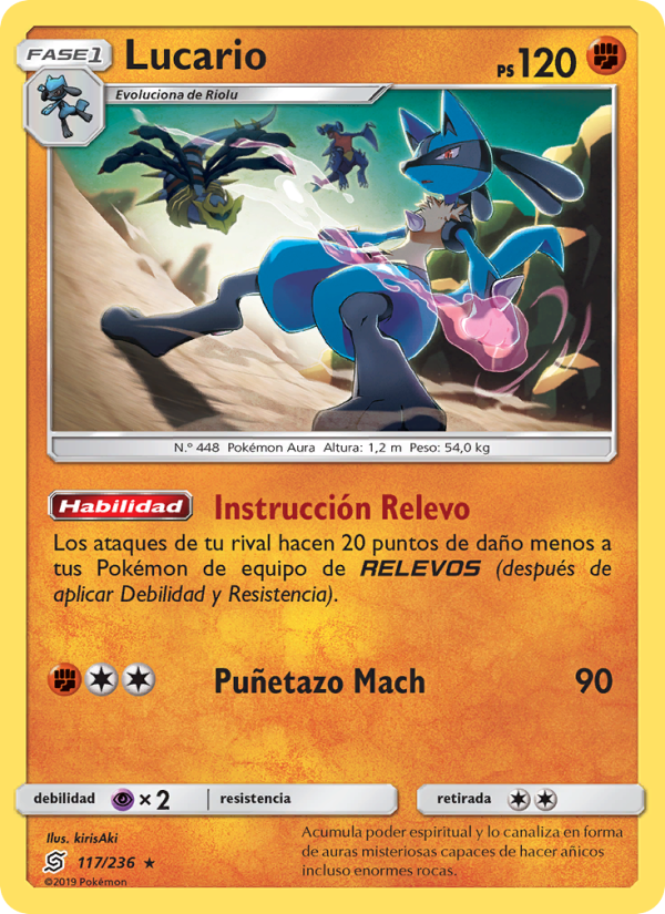Lucario 117 — Mentes Unidas (Spanish Pokémon TCG card)