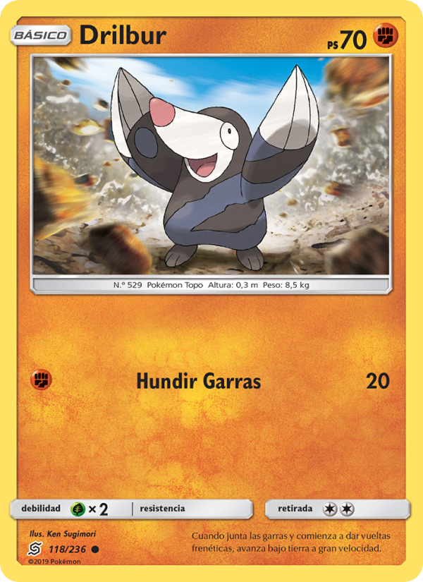 Drilbur 118 — Mentes Unidas (Spanish Pokémon TCG card)