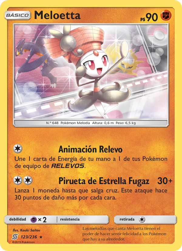 Meloetta 123 — Mentes Unidas (Spanish Pokémon TCG card)