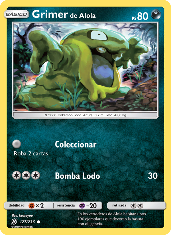 Grimer de Alola 127 — Mentes Unidas (Spanish Pokémon TCG card)