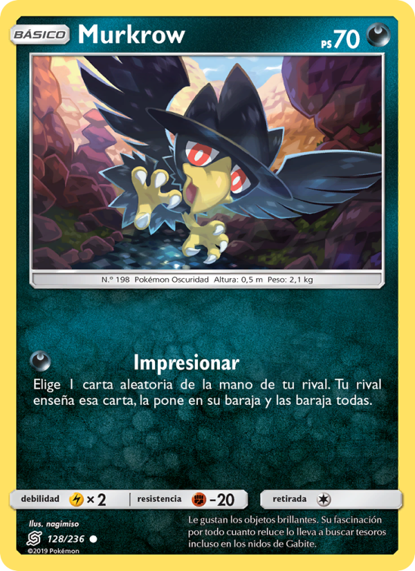 Murkrow 128 — Mentes Unidas (Spanish Pokémon TCG card)