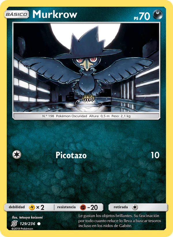 Murkrow 129 — Mentes Unidas (Spanish Pokémon TCG card)