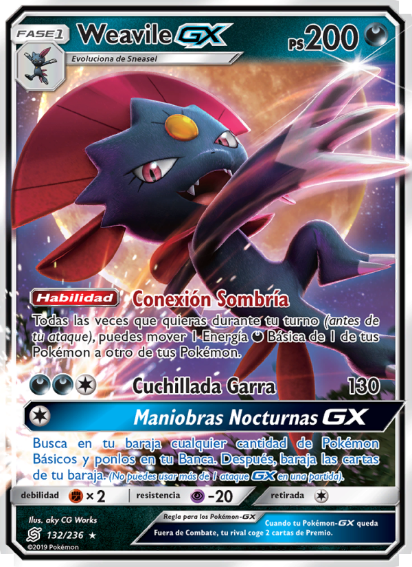 Weavile GX 132 — Mentes Unidas (Spanish Pokémon TCG card)