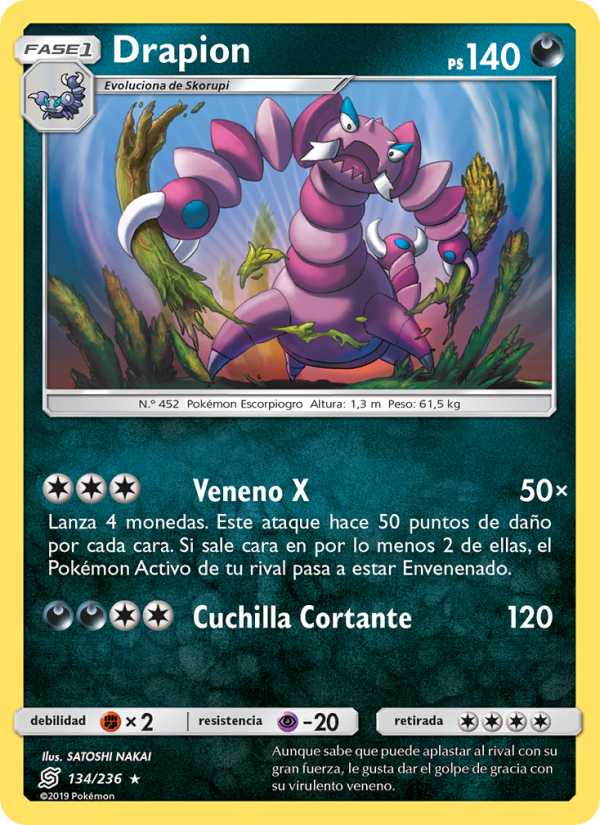 Drapion 134 — Mentes Unidas (Spanish Pokémon TCG card)