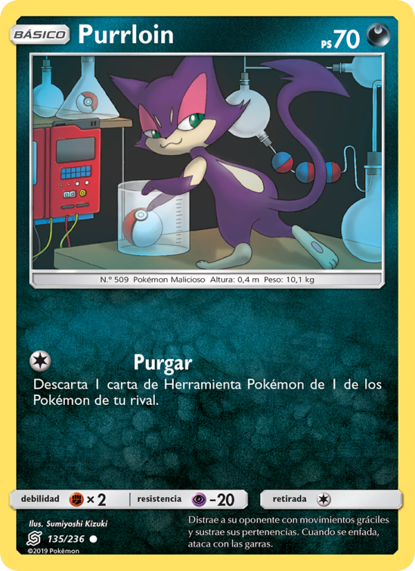 Purrloin 135 — Mentes Unidas (Spanish Pokémon TCG card)
