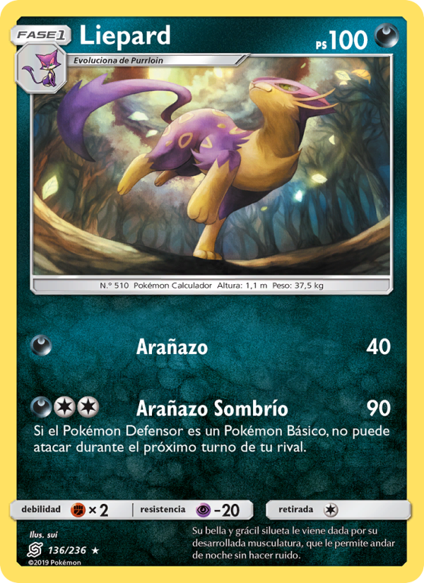 Liepard 136 — Mentes Unidas (Spanish Pokémon TCG card)
