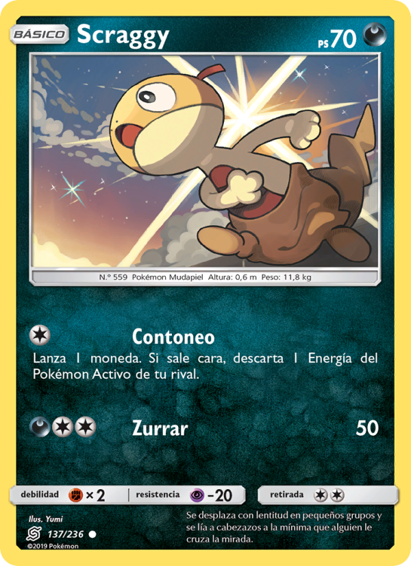 Scraggy 137 — Mentes Unidas (Spanish Pokémon TCG card)