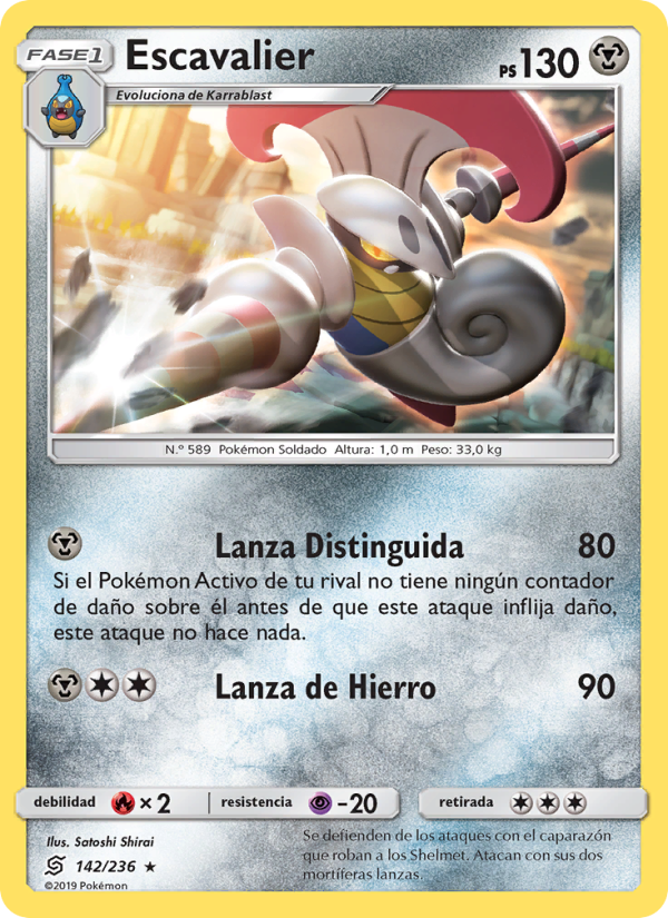 Escavalier 142 — Mentes Unidas (Spanish Pokémon TCG card)