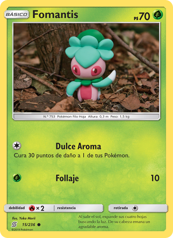 Fomantis 15 — Mentes Unidas (Spanish Pokémon TCG card)