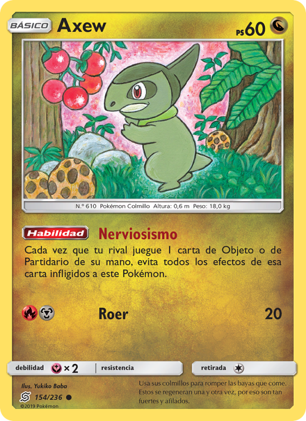 Axew 154 — Mentes Unidas (Spanish Pokémon TCG card)