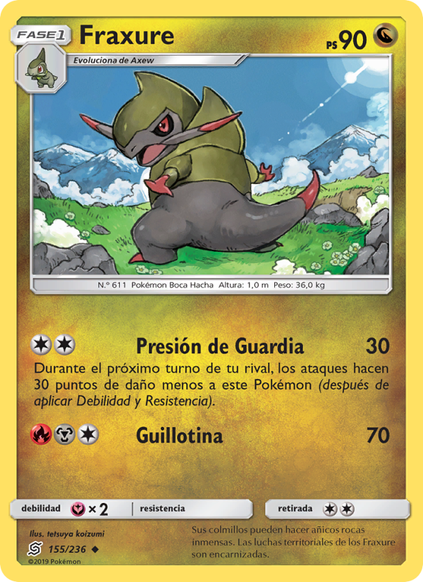 Fraxure 155 — Mentes Unidas (Spanish Pokémon TCG card)