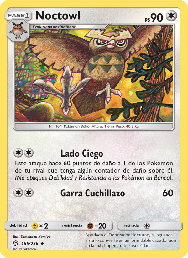 Noctowl 166 — Mentes Unidas (Spanish Pokémon TCG card)