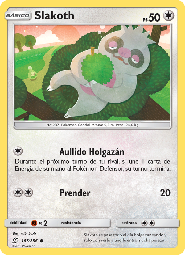 Slakoth 167 — Mentes Unidas (Spanish Pokémon TCG card)