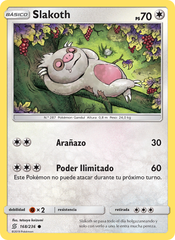 Slakoth 168 — Mentes Unidas (Spanish Pokémon TCG card)