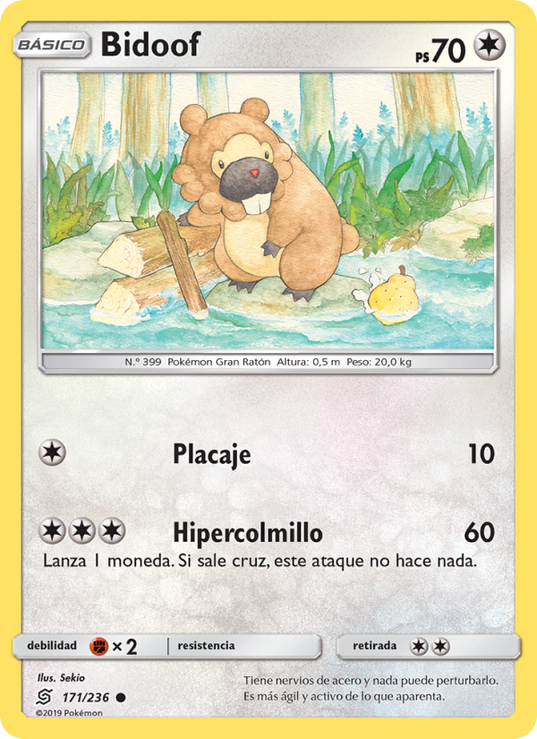 Bidoof 171 — Mentes Unidas (Spanish Pokémon TCG card)