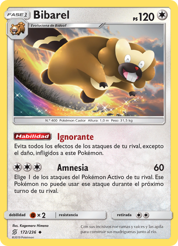 Bibarel 172 — Mentes Unidas (Spanish Pokémon TCG card)