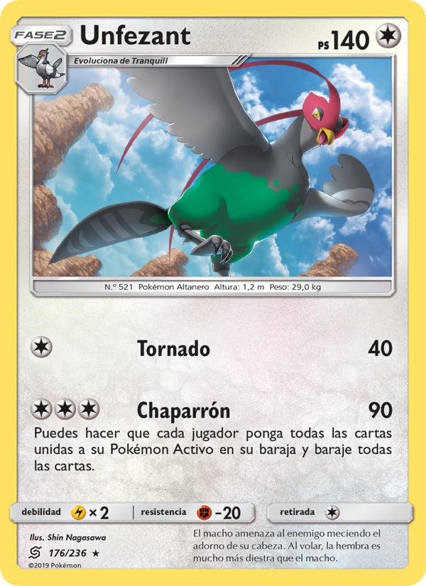 Unfezant 176 — Mentes Unidas (Spanish Pokémon TCG card)