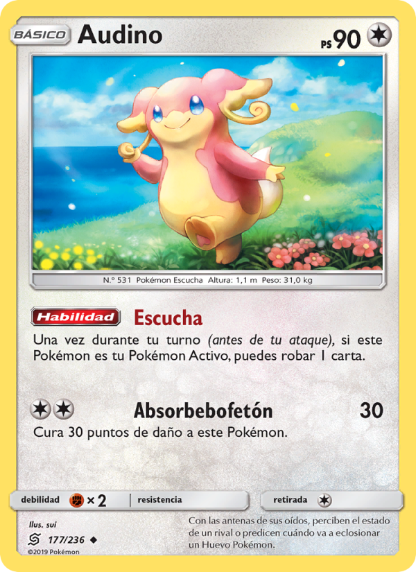 Audino 177 — Mentes Unidas (Spanish Pokémon TCG card)