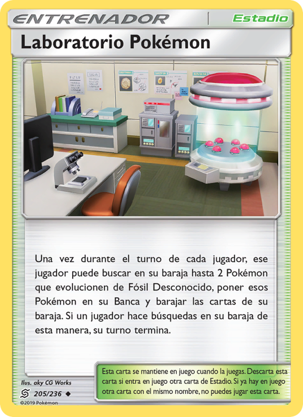 Laboratorio Pokémon 205 — Mentes Unidas (Spanish Pokémon TCG card)
