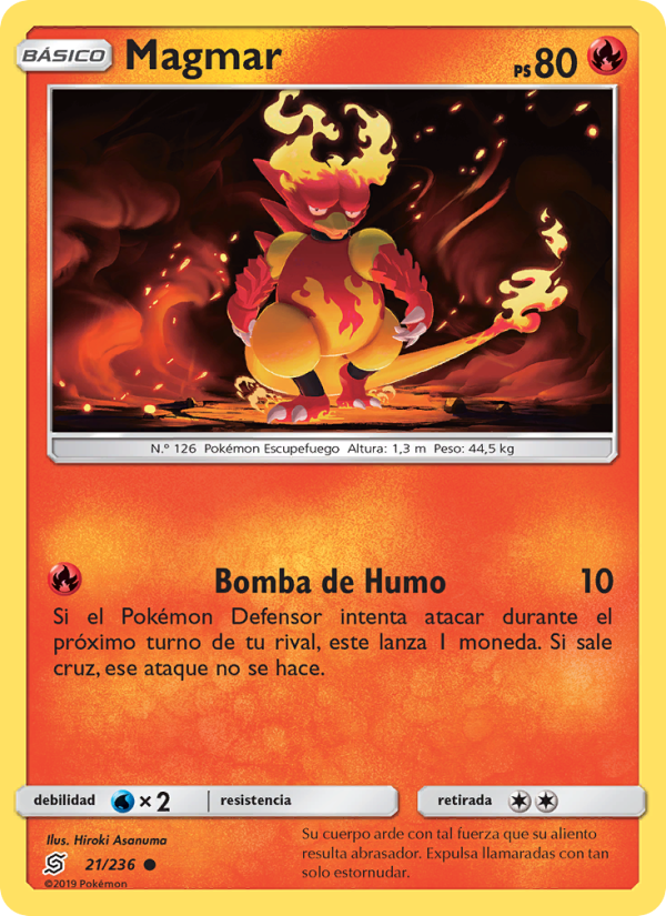 Magmar 21 — Mentes Unidas (Spanish Pokémon TCG card)