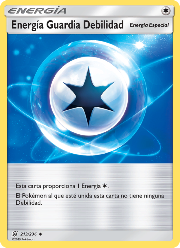 Energía Guardia Debilidad 213 — Mentes Unidas (Spanish Pokémon TCG card)