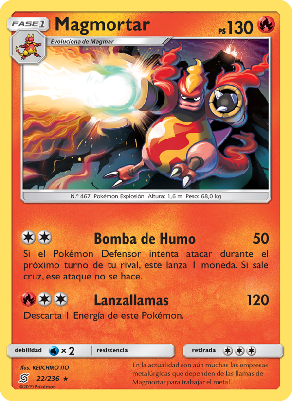 Magmortar 22 — Mentes Unidas (Spanish Pokémon TCG card)