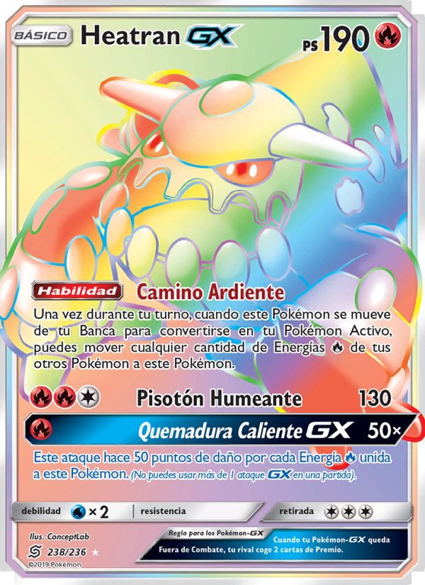 Heatran GX 238 — Mentes Unidas (Spanish Pokémon TCG card)