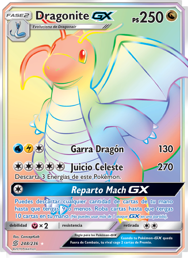 Dragonite GX 248 — Mentes Unidas (Spanish Pokémon TCG card)