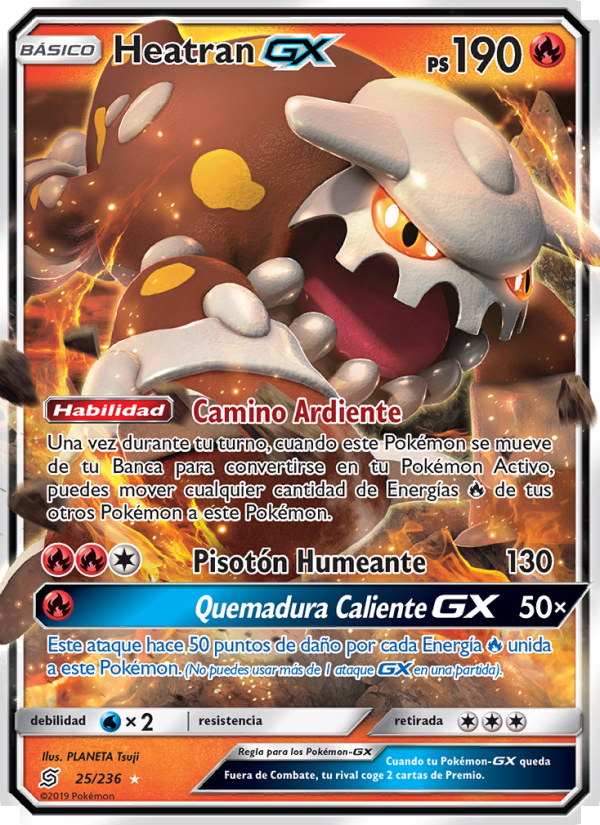 Heatran GX 25 — Mentes Unidas (Spanish Pokémon TCG card)