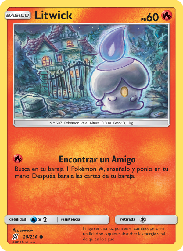 Litwick 28 — Mentes Unidas (Spanish Pokémon TCG card)