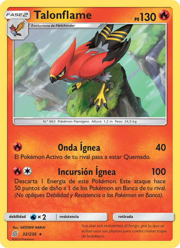 Talonflame 32 — Mentes Unidas (Spanish Pokémon TCG card)