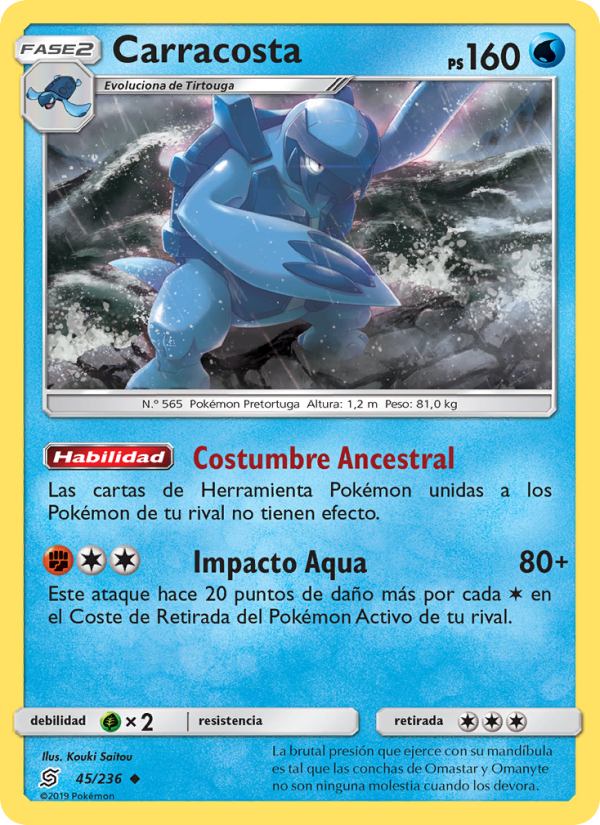 Carracosta 45 — Mentes Unidas (Spanish Pokémon TCG card)