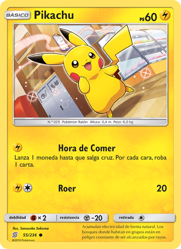 Pikachu 55 — Mentes Unidas (Spanish Pokémon TCG card)