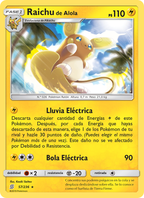 Raichu de Alola 57 — Mentes Unidas (Spanish Pokémon TCG card)