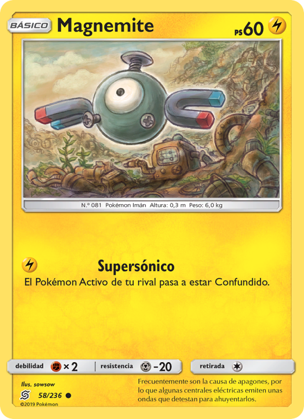 Magnemite 58 — Mentes Unidas (Spanish Pokémon TCG card)