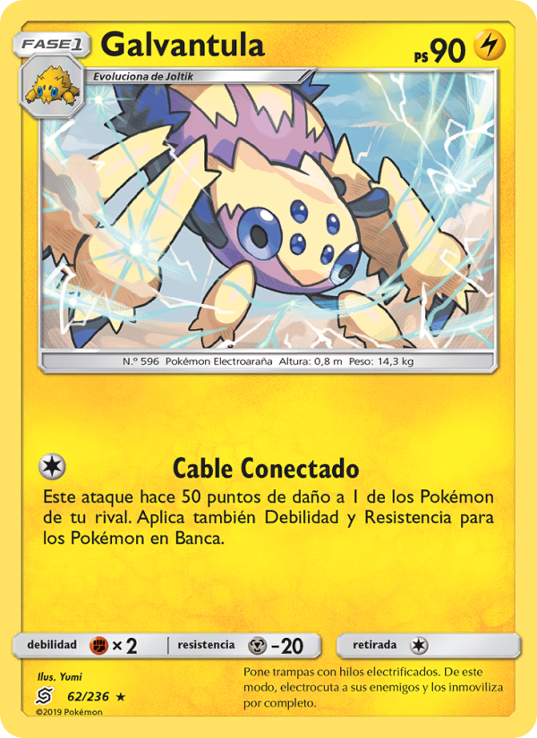 Galvantula 62 — Mentes Unidas (Spanish Pokémon TCG card)