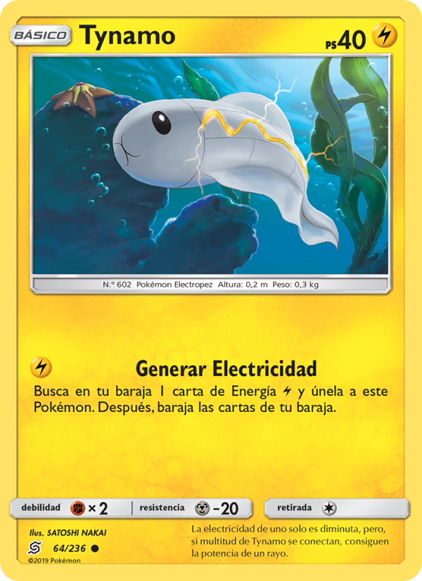 Tynamo 64 — Mentes Unidas (Spanish Pokémon TCG card)
