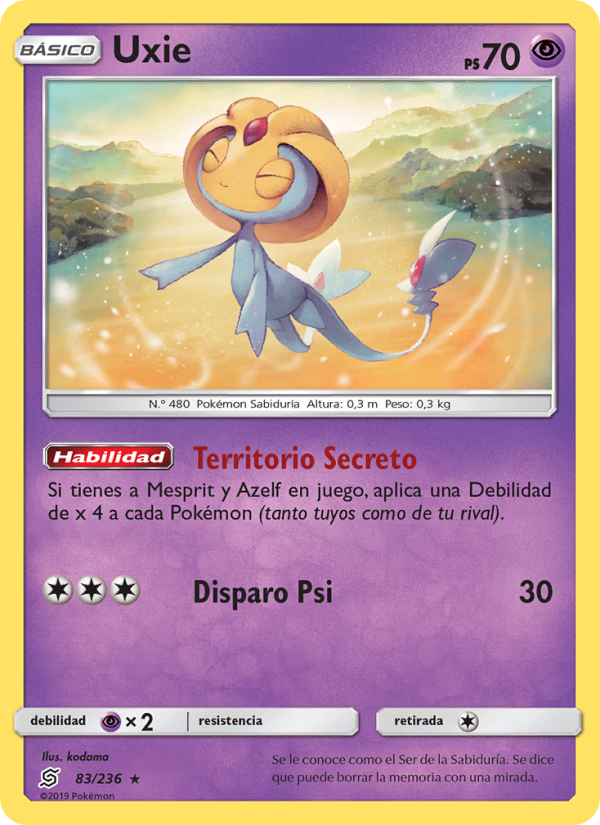 Uxie 83 — Mentes Unidas (Spanish Pokémon TCG card)