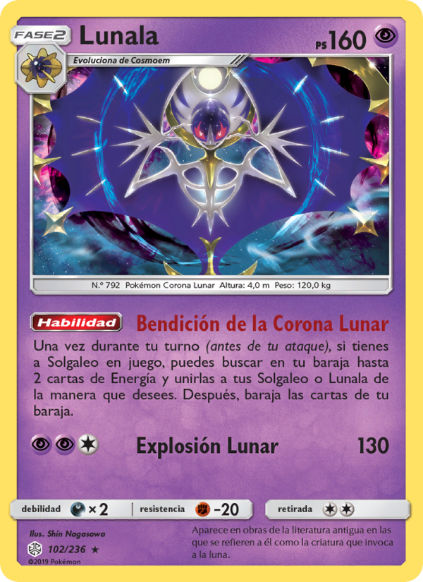 Lunala 102 — Eclipse Cósmico (Spanish Pokémon TCG card)