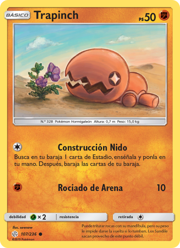 Trapinch 107 — Eclipse Cósmico (Spanish Pokémon TCG card)