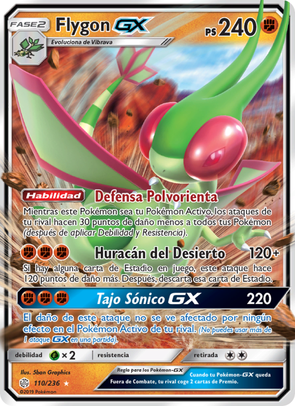 Flygon GX 110 — Eclipse Cósmico (Spanish Pokémon TCG card)