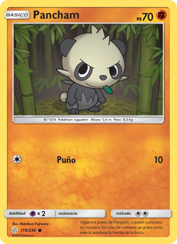 Pancham 119 — Eclipse Cósmico (Spanish Pokémon TCG card)