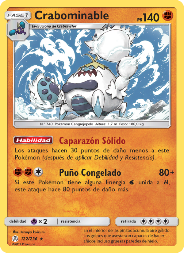 Crabominable 122 — Eclipse Cósmico (Spanish Pokémon TCG card)