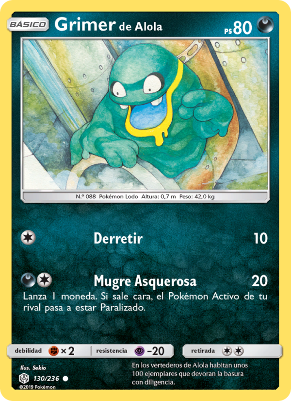 Grimer de Alola 130 — Eclipse Cósmico (Spanish Pokémon TCG card)