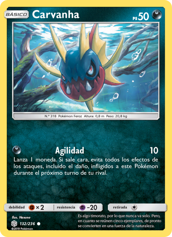 Carvanha 132 — Eclipse Cósmico (Spanish Pokémon TCG card)