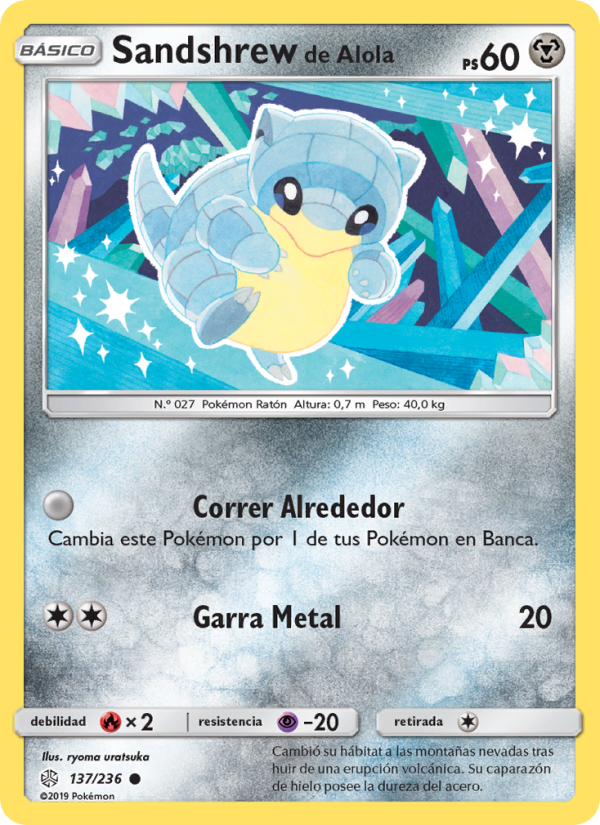 Sandshrew de Alola 137 — Eclipse Cósmico (Spanish Pokémon TCG card)