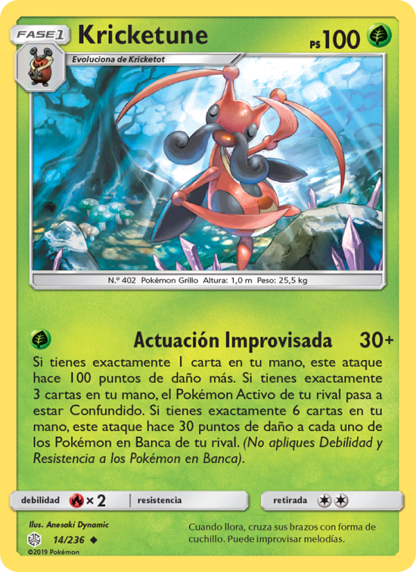 Kricketune 14 — Eclipse Cósmico (Spanish Pokémon TCG card)