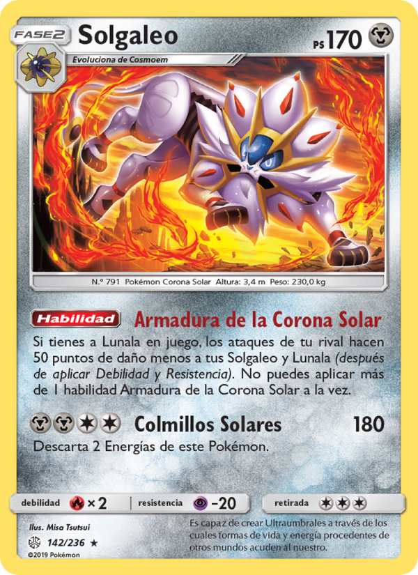 Solgaleo 142 — Eclipse Cósmico (Spanish Pokémon TCG card)